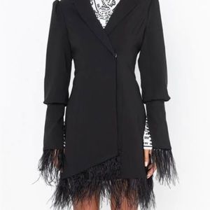 QUEEN LEVEL REAL FEATHER MINI BLAZER DRESS